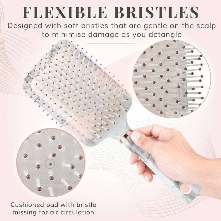Perfectly Imperfect Paddle Hair Brush - Marble & Rose Gold