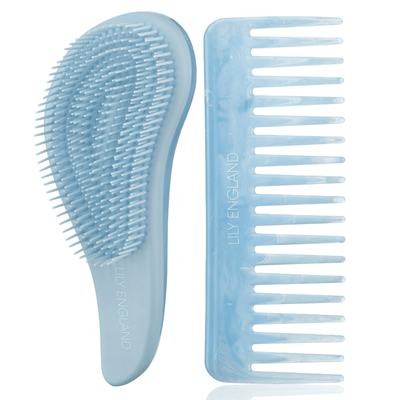 Detangling Brush and Comb Set - Blue