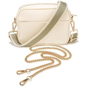 Ladies Cross Body Bag - Cream/Stripe