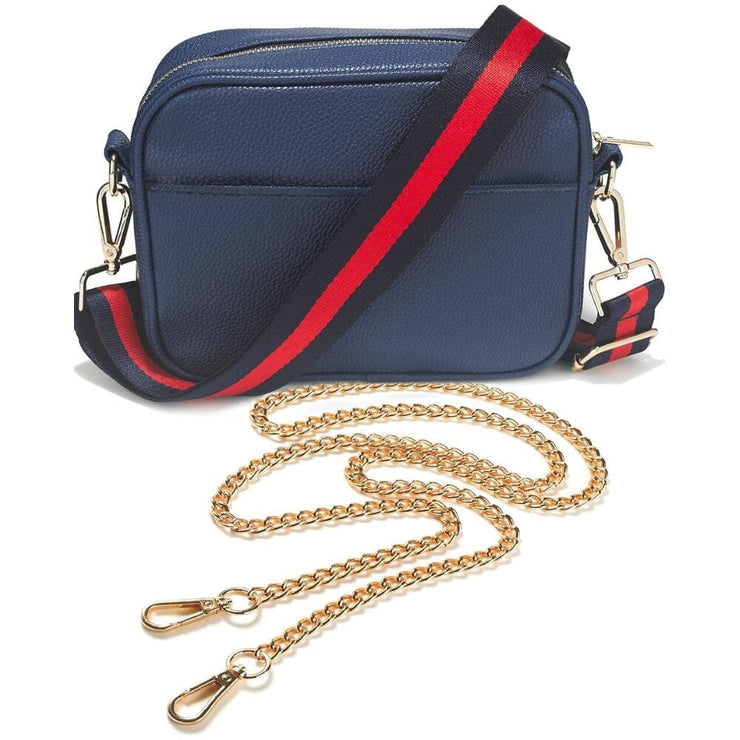 Ladies Cross Body Bag - Navy Blue/Stripe