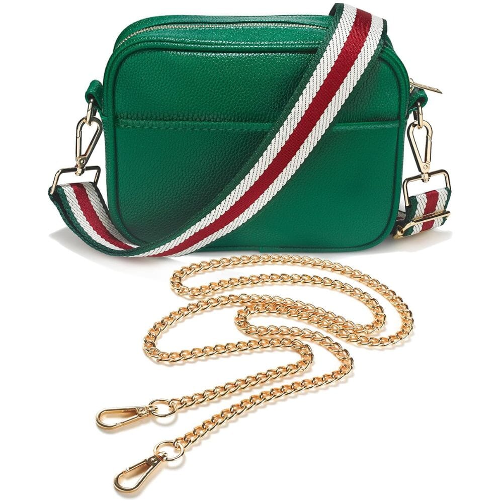 Ladies Cross Body Bag Green/Stripe – Lily England