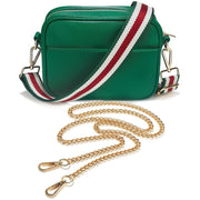 Ladies Cross Body Bag - Green/Stripe