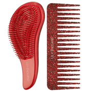 Detangling Brush & Comb Gift Set - Red Glitter