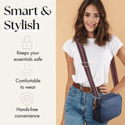 Ladies Cross Body Bag - Navy Blue/Aztec