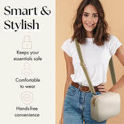 Ladies Cross Body Bag - Cream/Stripe