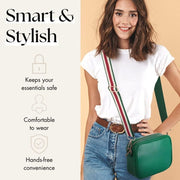 Ladies Cross Body Bag - Green/Stripe