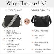 Ladies Cross Body Bag - Black/White - Strap