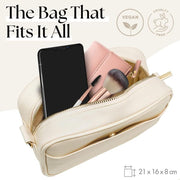 Ladies Cross Body Bag - Cream/Stripe