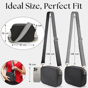 Ladies Cross Body Bag - Black/White - Strap