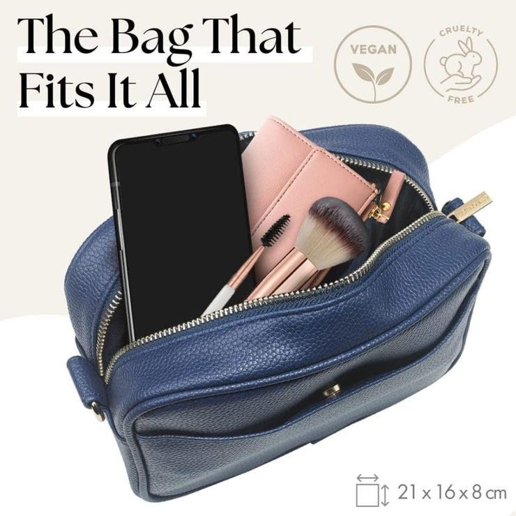 Ladies Cross Body Bag - Navy Blue/Aztec