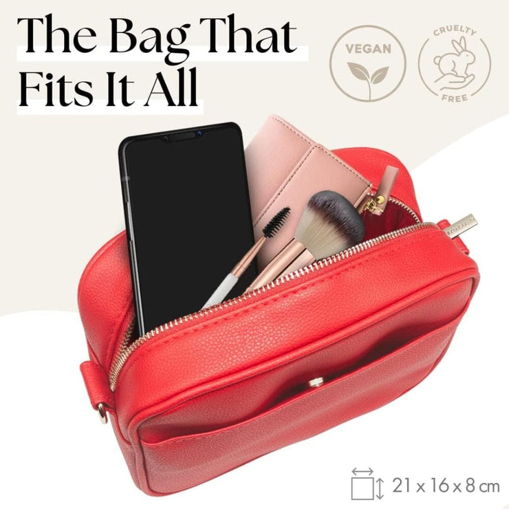 Ladies Cross Body Bag - Red/Stripe