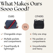 Ladies Cross Body Bag - Navy Blue/Stripe