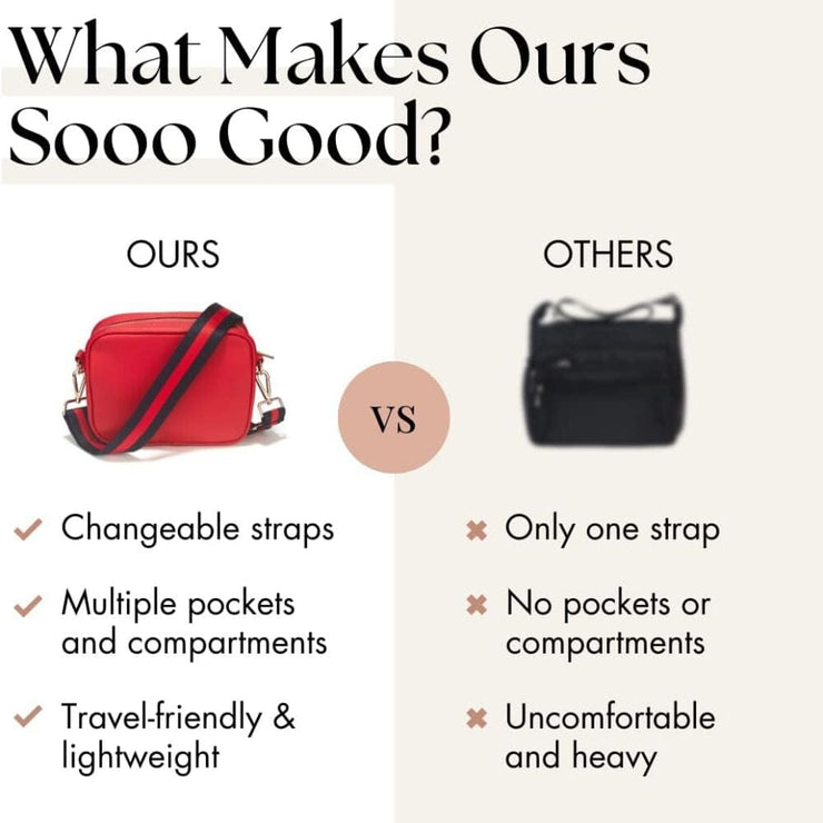 Ladies Cross Body Bag - Red/Stripe