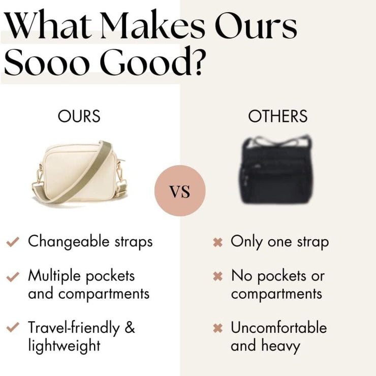 Ladies Cross Body Bag - Cream/Stripe