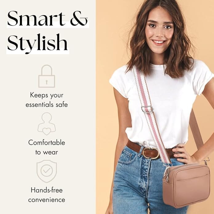Ladies Cross Body Bag - Brown/Stripe