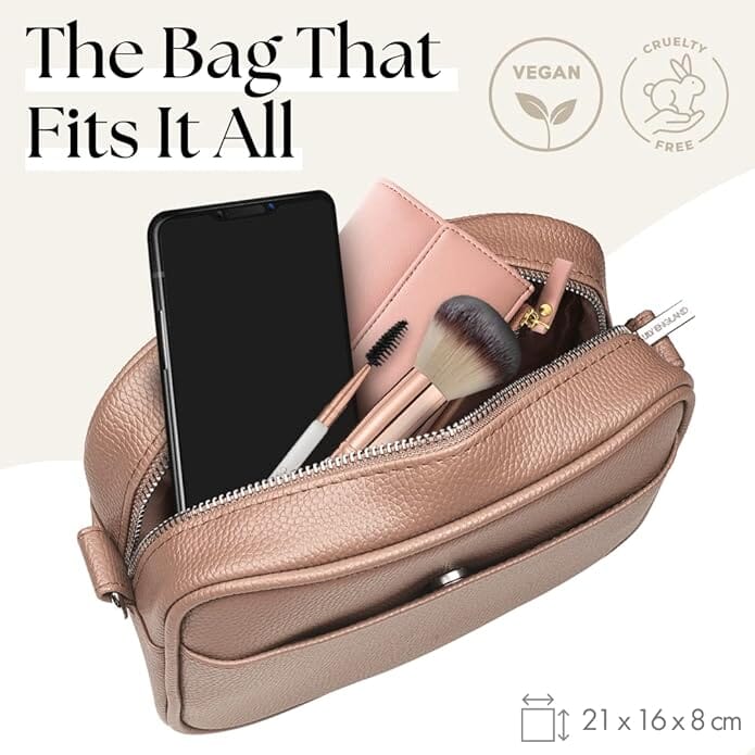 Ladies Cross Body Bag - Brown/Stripe