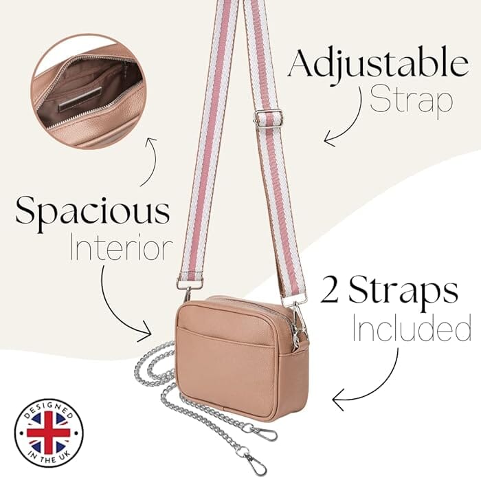 Ladies Cross Body Bag - Brown/Stripe