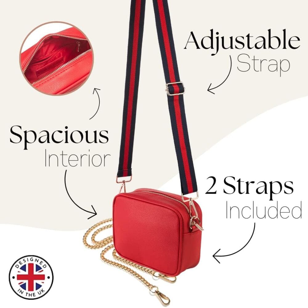 Ladies Cross Body Bag Red Stripe Lily England