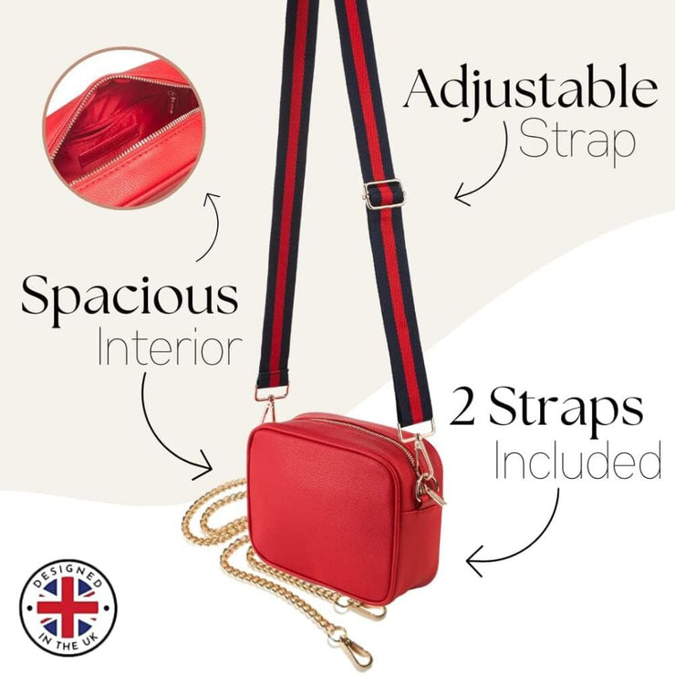 Ladies Cross Body Bag - Red/Stripe