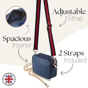 Ladies Cross Body Bag - Navy Blue/Stripe