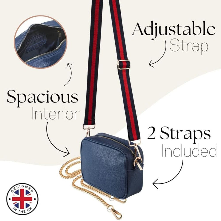 Ladies Cross Body Bag - Navy Blue/Stripe