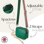Ladies Cross Body Bag - Green/Stripe