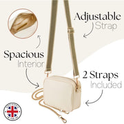 Ladies Cross Body Bag - Cream/Stripe