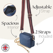 Ladies Cross Body Bag - Navy Blue/Aztec