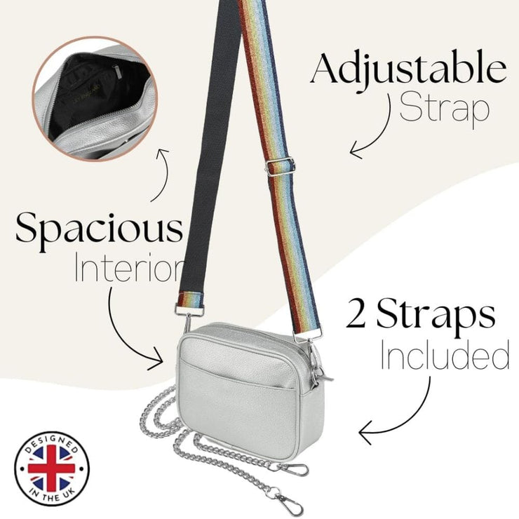 Ladies Cross Body Bag - Silver Rainbow