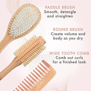 Perfectly imperfect Wooden Hair Brush Set - Rose Gold