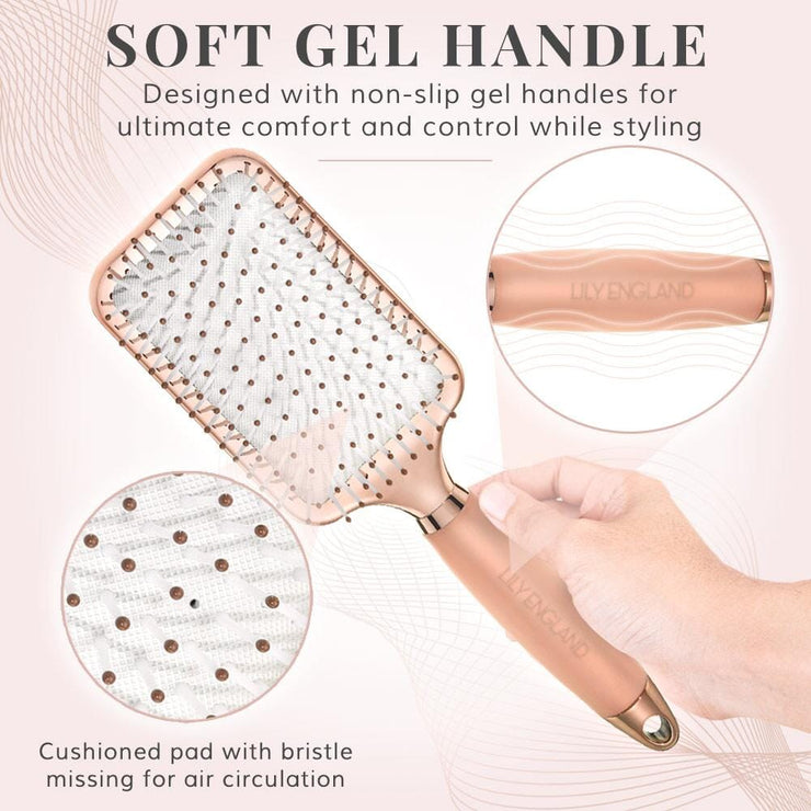 Perfectly imperfect Luxury Paddle Hair Brush Gel Handle - Rose Gold