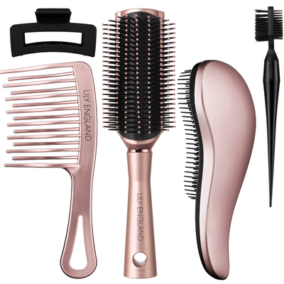 Curly Hair Brush Set - Rose Gold