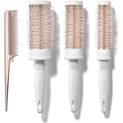 Round Barrel Brush and Comb Set - Rose Gold