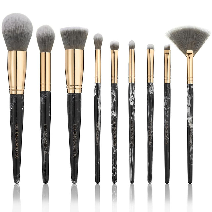 Luxe Marble Makeup Brush Set - Black & Gold