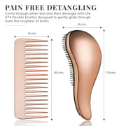Perfectly Imperfect Detangling Brush and Comb Set - Rose Gold