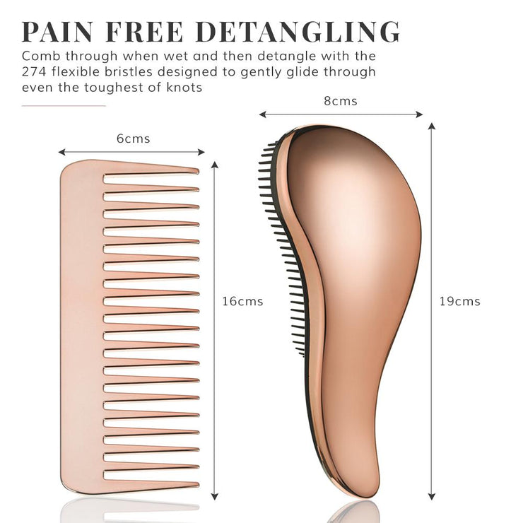 Perfectly Imperfect Detangling Brush and Comb Set - Rose Gold