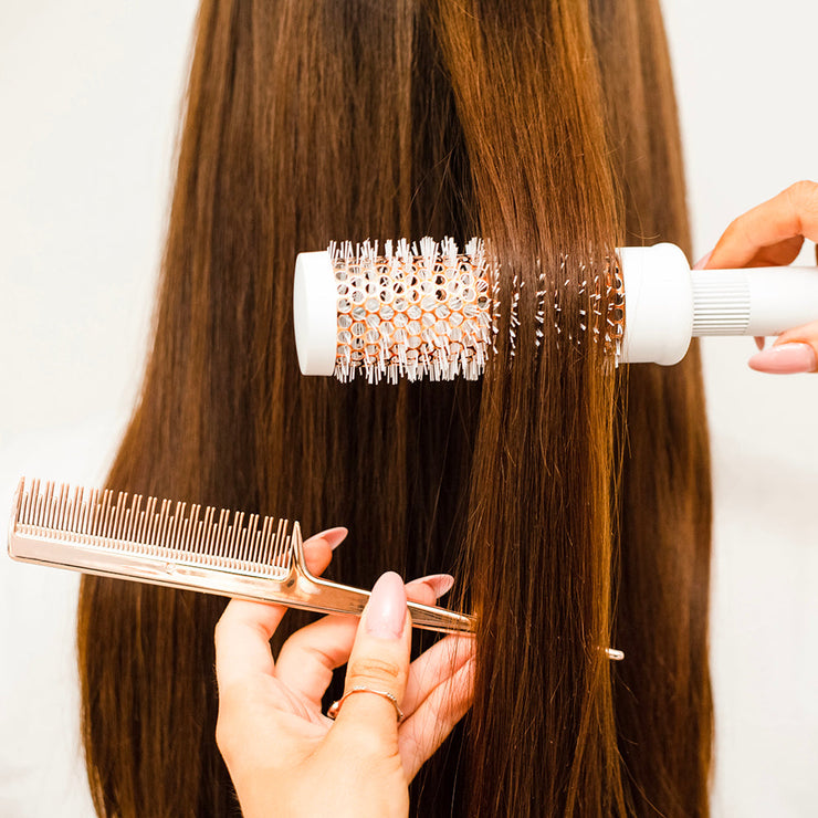 Round Barrel Brush and Comb Set - Rose Gold