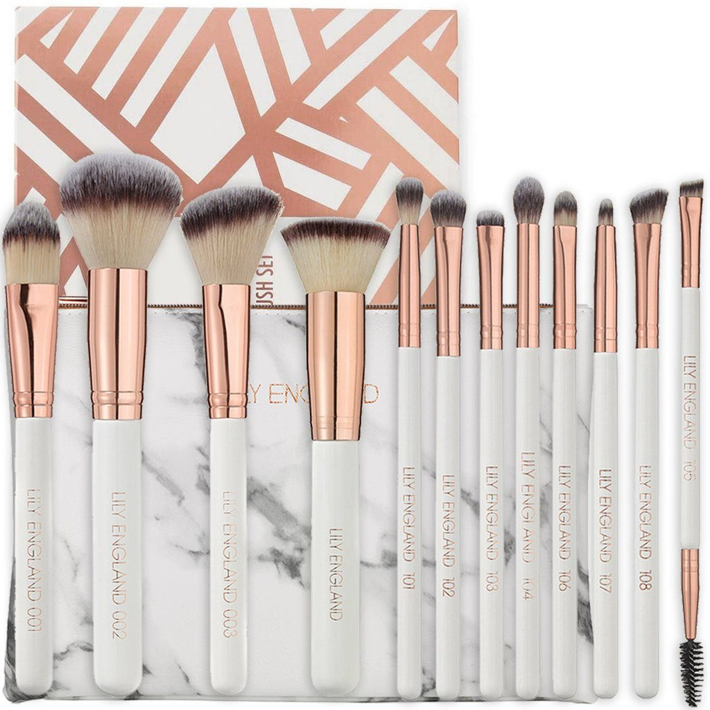 Pro Makeup Brush Set With Case 12 Rose Gold Vegan Makeup Brushes