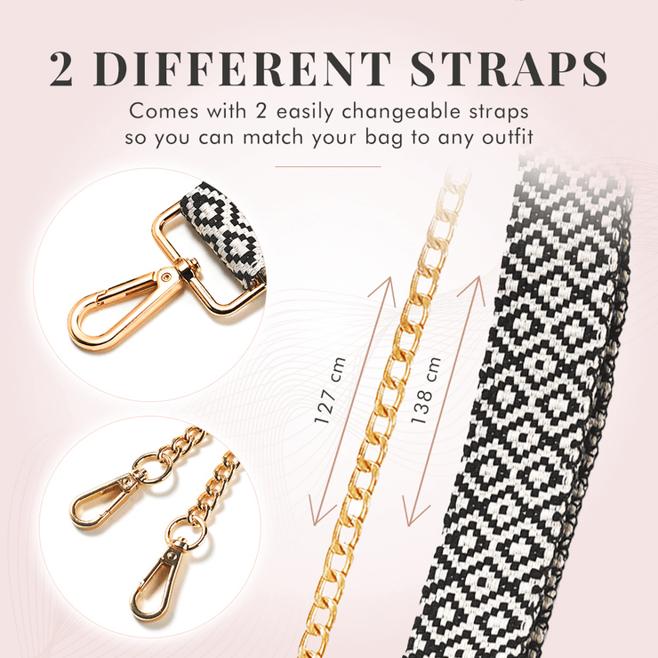 Ladies Cross Body Bag - Black/White