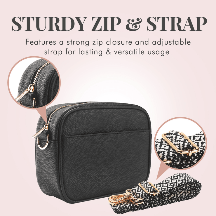 Ladies Cross Body Bag - Black/White