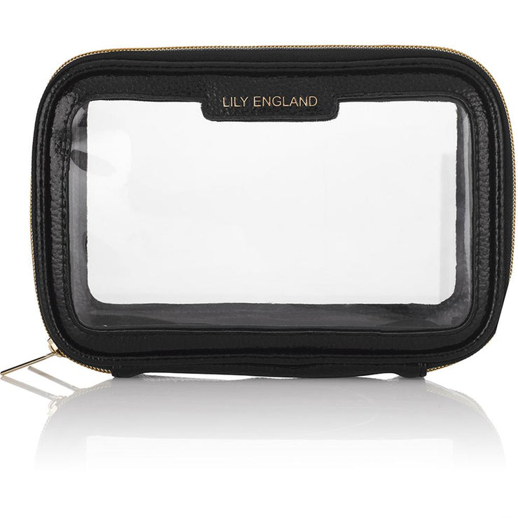 Clear Travel Makeup Bag - Black & Gold