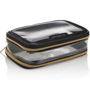 Clear Travel Makeup Bag - Black & Gold