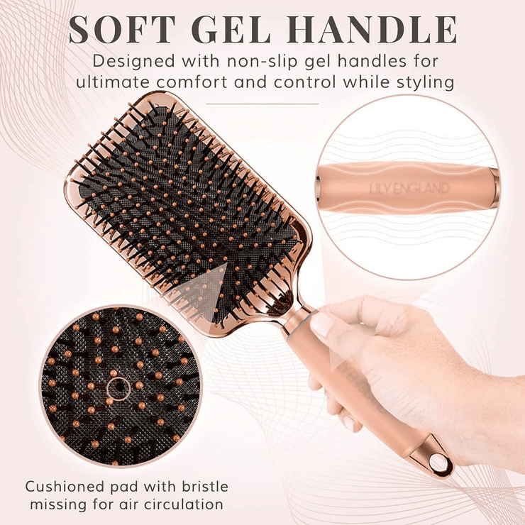 Luxury Paddle Brush Gel Handle - Rose Gold & Black