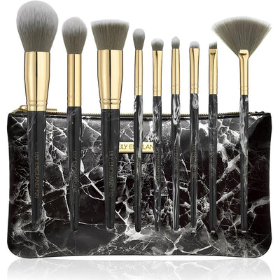 Luxe Marble Makeup Brush Set - Black & Gold