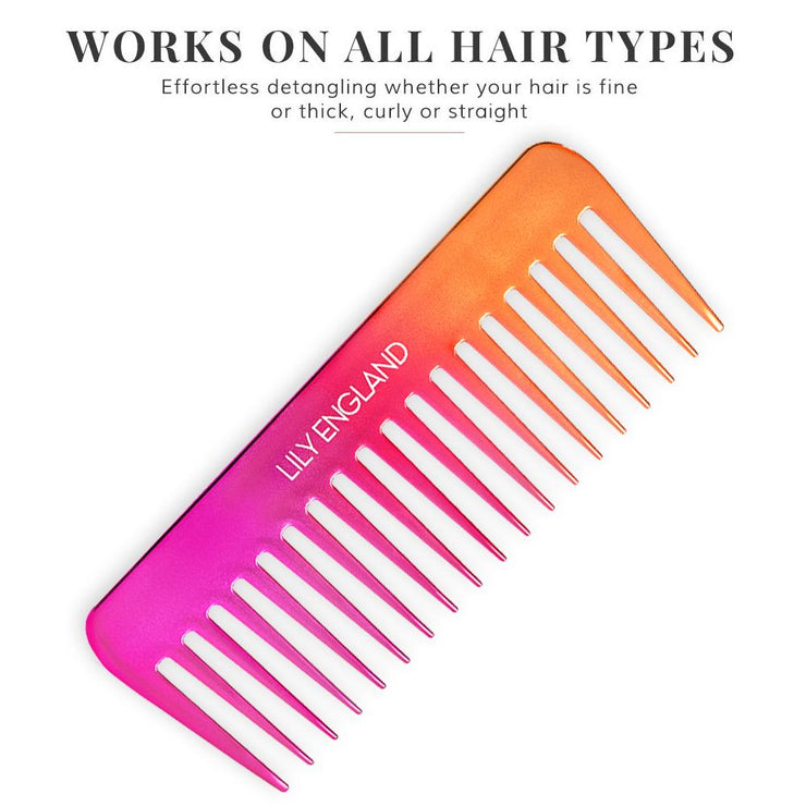 Detangling Hair Brush and Comb Set - Pink/Orange
