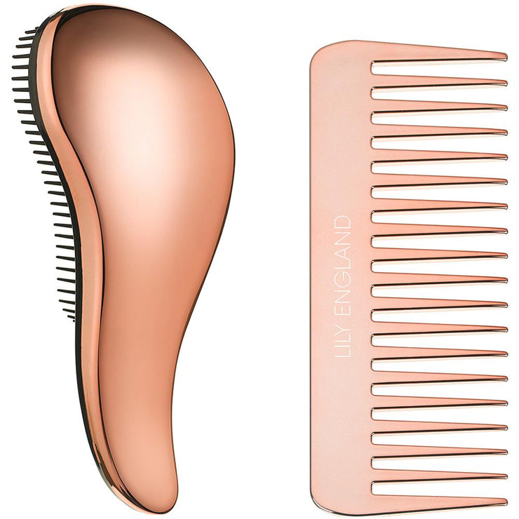 Perfectly Imperfect Detangling Brush and Comb Set - Rose Gold