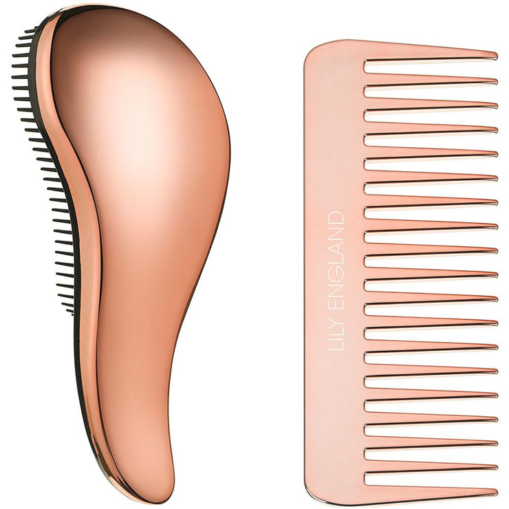 Detangling Brush and Comb Set - Rose Gold