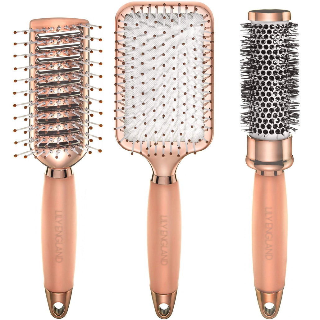 Lily England Luxury Rose Gold Hair Brush Set - Gift Set