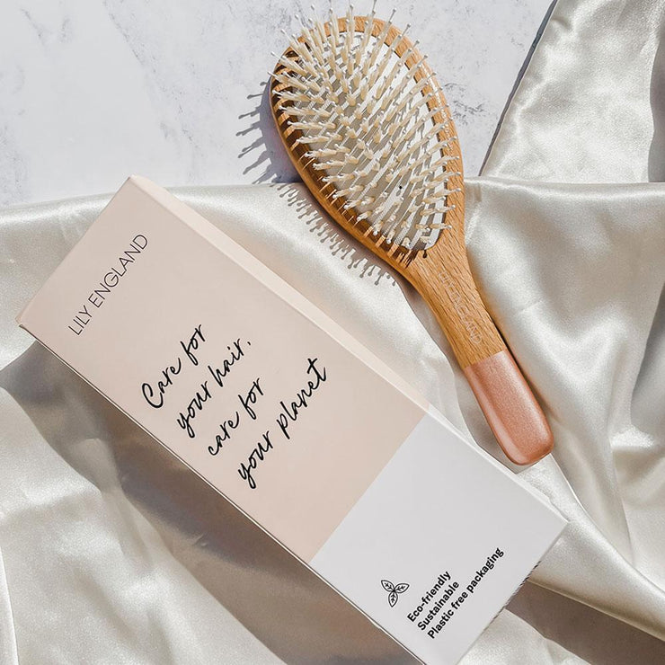 Wooden Paddle Brush - Rose Gold