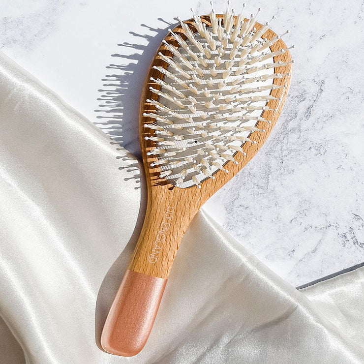 Wooden Paddle Brush - Rose Gold